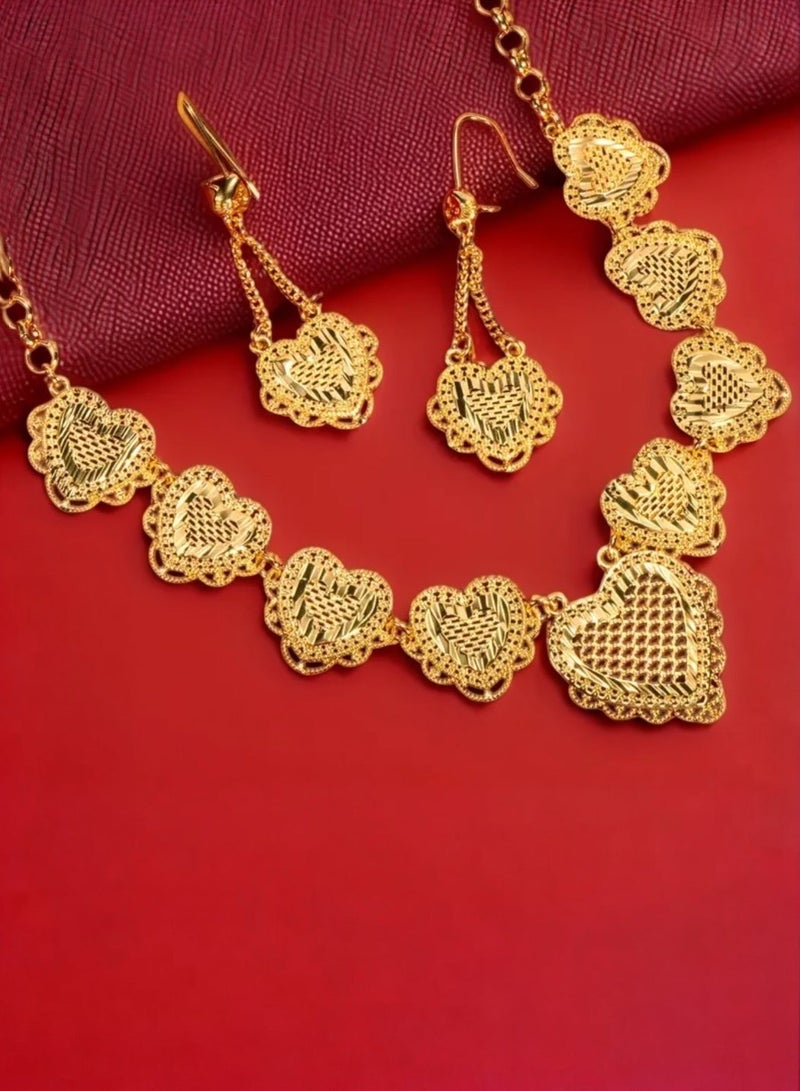 GOLDMAX 21k Gold Plated Necklace & Earrings Jewelry Set For Women - Image 2